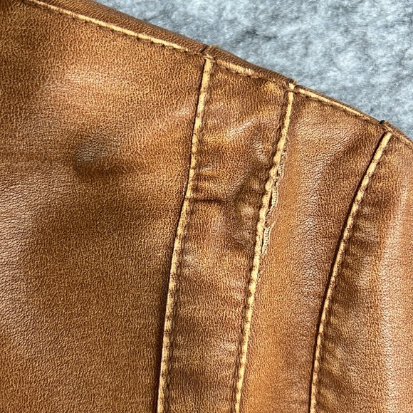 Women's Plus Size 2X Soft Faux Leather Jacket Big Chill Zipper Brown Tan *READ* - Picture 16 of 17